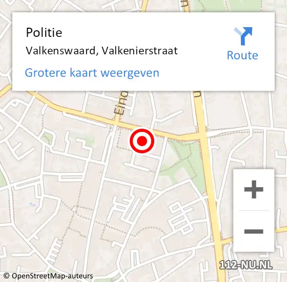 Locatie op kaart van de 112 melding: Politie Valkenswaard, Valkenierstraat op 26 januari 2022 22:19