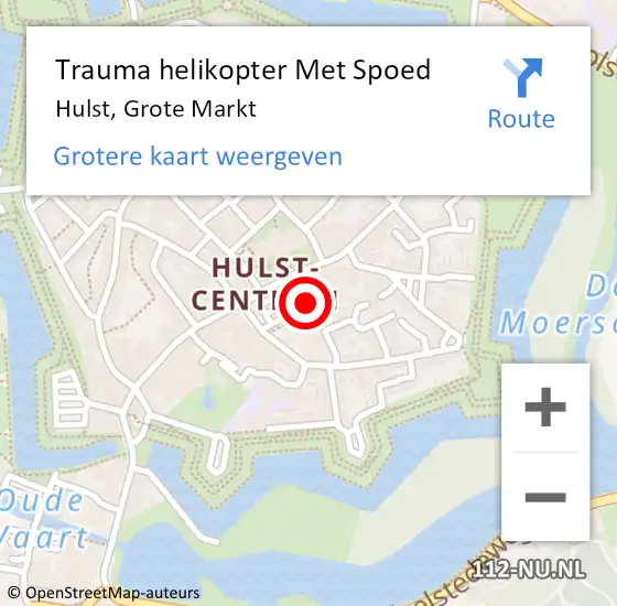 Locatie op kaart van de 112 melding: Trauma helikopter Met Spoed Naar Hulst, Grote Markt op 26 januari 2022 22:28