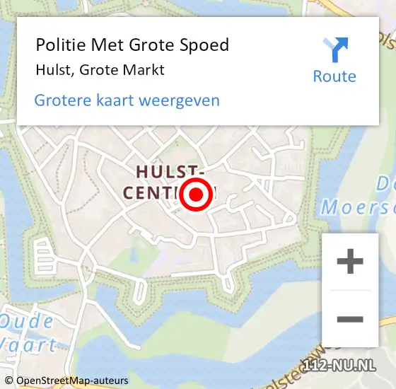 Locatie op kaart van de 112 melding: Politie Met Grote Spoed Naar Hulst, Grote Markt op 26 januari 2022 22:36