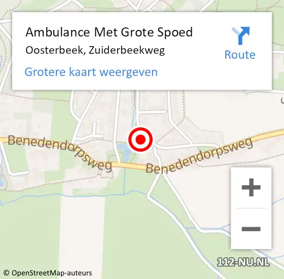 Locatie op kaart van de 112 melding: Ambulance Met Grote Spoed Naar Oosterbeek, Zuiderbeekweg op 26 januari 2022 22:48