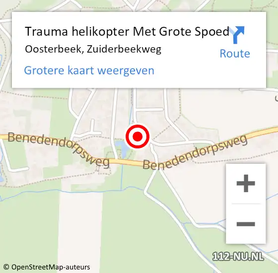 Locatie op kaart van de 112 melding: Trauma helikopter Met Grote Spoed Naar Oosterbeek, Zuiderbeekweg op 26 januari 2022 22:49