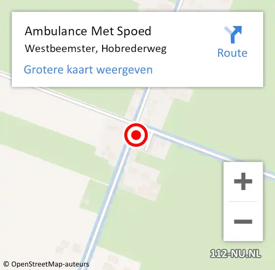 Locatie op kaart van de 112 melding: Ambulance Met Spoed Naar Westbeemster, Hobrederweg op 26 januari 2022 22:50