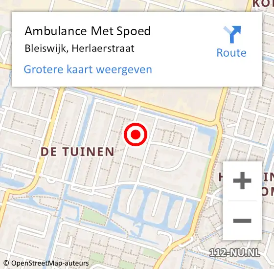 Locatie op kaart van de 112 melding: Ambulance Met Spoed Naar Bleiswijk, Herlaerstraat op 26 januari 2022 23:08