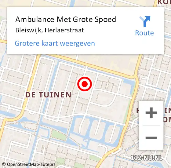 Locatie op kaart van de 112 melding: Ambulance Met Grote Spoed Naar Bleiswijk, Herlaerstraat op 26 januari 2022 23:10