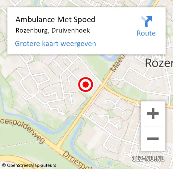 Locatie op kaart van de 112 melding: Ambulance Met Spoed Naar Rozenburg, Druivenhoek op 26 januari 2022 23:33