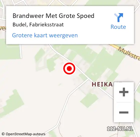 Locatie op kaart van de 112 melding: Brandweer Met Grote Spoed Naar Budel, Fabrieksstraat op 26 januari 2022 23:46