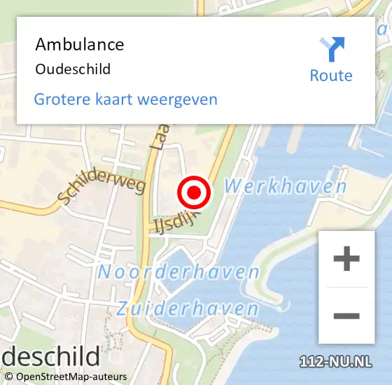 Locatie op kaart van de 112 melding: Ambulance Oudeschild op 26 januari 2022 23:49