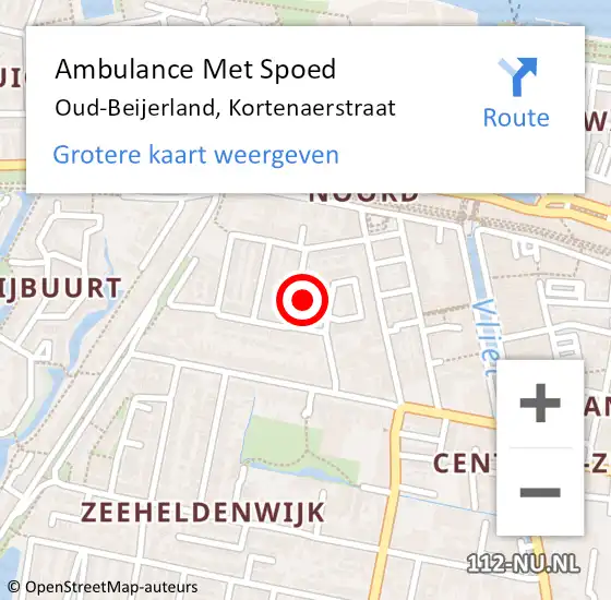 Locatie op kaart van de 112 melding: Ambulance Met Spoed Naar Oud-Beijerland, Kortenaerstraat op 26 januari 2022 23:57