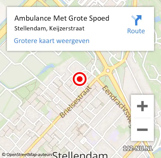 Locatie op kaart van de 112 melding: Ambulance Met Grote Spoed Naar Stellendam, Keijzerstraat op 27 januari 2022 00:00