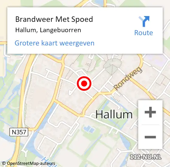 Locatie op kaart van de 112 melding: Brandweer Met Spoed Naar Hallum, Langebuorren op 27 januari 2022 00:14