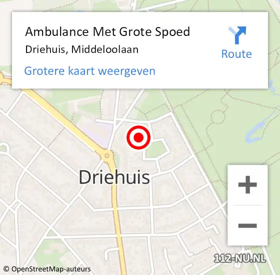 Locatie op kaart van de 112 melding: Ambulance Met Grote Spoed Naar Driehuis, Middeloolaan op 27 januari 2022 00:14