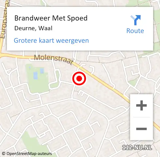 Locatie op kaart van de 112 melding: Brandweer Met Spoed Naar Deurne, Waal op 27 januari 2022 00:37