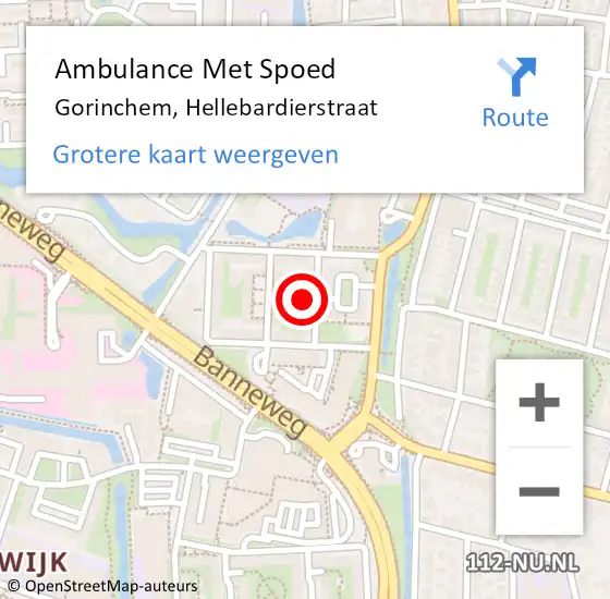 Locatie op kaart van de 112 melding: Ambulance Met Spoed Naar Gorinchem, Hellebardierstraat op 27 januari 2022 01:21