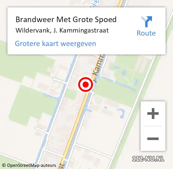 Locatie op kaart van de 112 melding: Brandweer Met Grote Spoed Naar Wildervank, J. Kammingastraat op 27 januari 2022 01:26