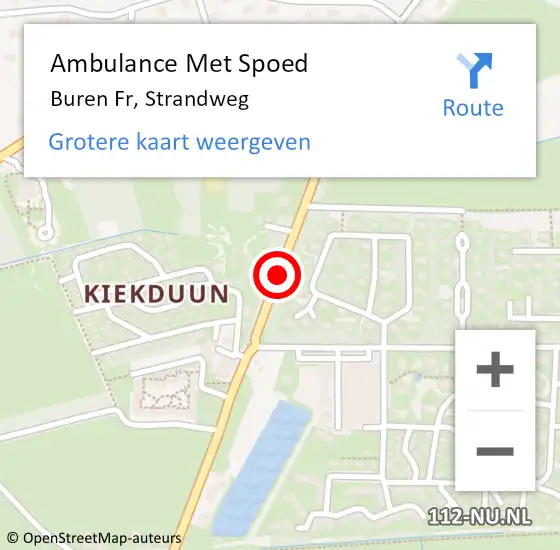 Locatie op kaart van de 112 melding: Ambulance Met Spoed Naar Buren Fr, Strandweg op 6 juli 2014 13:16
