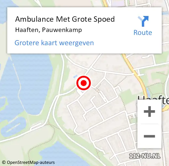 Locatie op kaart van de 112 melding: Ambulance Met Grote Spoed Naar Haaften, Pauwenkamp op 27 januari 2022 03:03