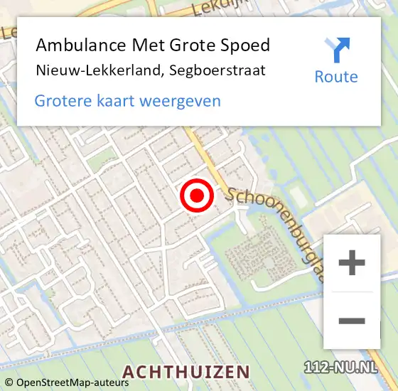 Locatie op kaart van de 112 melding: Ambulance Met Grote Spoed Naar Nieuw-Lekkerland, Segboerstraat op 27 januari 2022 03:56