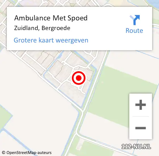 Locatie op kaart van de 112 melding: Ambulance Met Spoed Naar Zuidland, Bergroede op 27 januari 2022 04:06