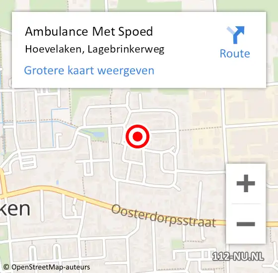 Locatie op kaart van de 112 melding: Ambulance Met Spoed Naar Hoevelaken, Lagebrinkerweg op 27 januari 2022 04:35