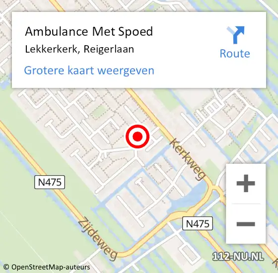 Locatie op kaart van de 112 melding: Ambulance Met Spoed Naar Lekkerkerk, Reigerlaan op 27 januari 2022 04:55