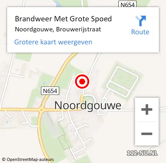 Locatie op kaart van de 112 melding: Brandweer Met Grote Spoed Naar Noordgouwe, Brouwerijstraat op 27 januari 2022 05:17