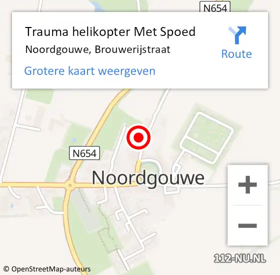 Locatie op kaart van de 112 melding: Trauma helikopter Met Spoed Naar Noordgouwe, Brouwerijstraat op 27 januari 2022 05:29