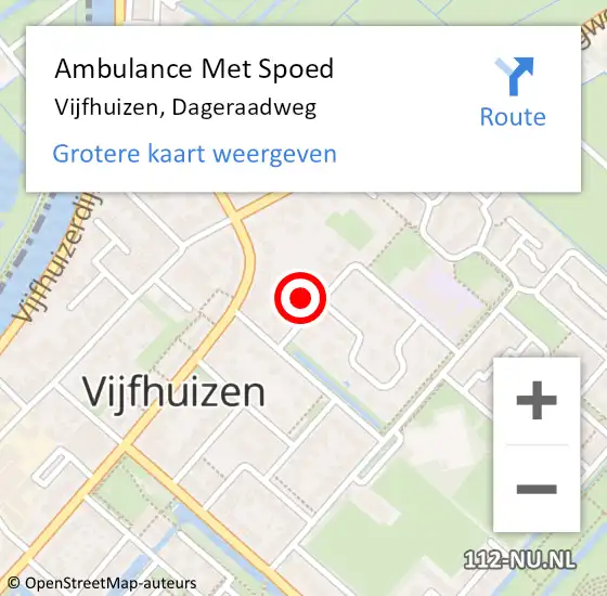 Locatie op kaart van de 112 melding: Ambulance Met Spoed Naar Vijfhuizen, Dageraadweg op 27 januari 2022 05:36