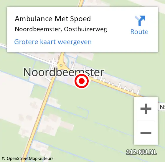 Locatie op kaart van de 112 melding: Ambulance Met Spoed Naar Noordbeemster, Oosthuizerweg op 27 januari 2022 06:24