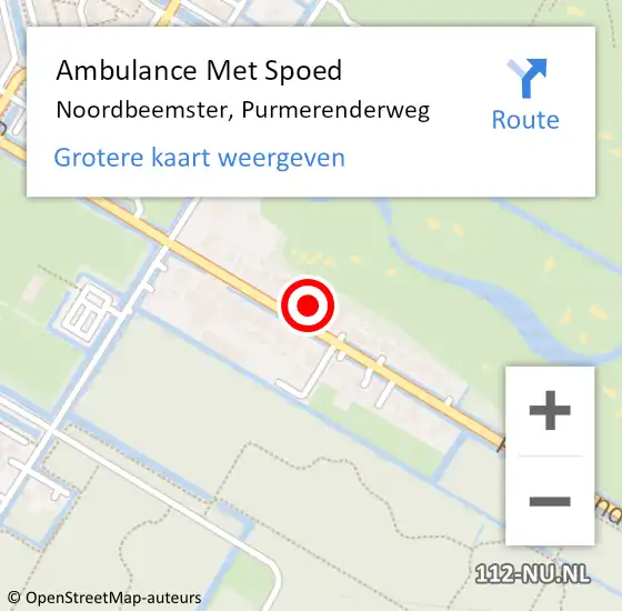 Locatie op kaart van de 112 melding: Ambulance Met Spoed Naar Noordbeemster, Purmerenderweg op 27 januari 2022 06:29