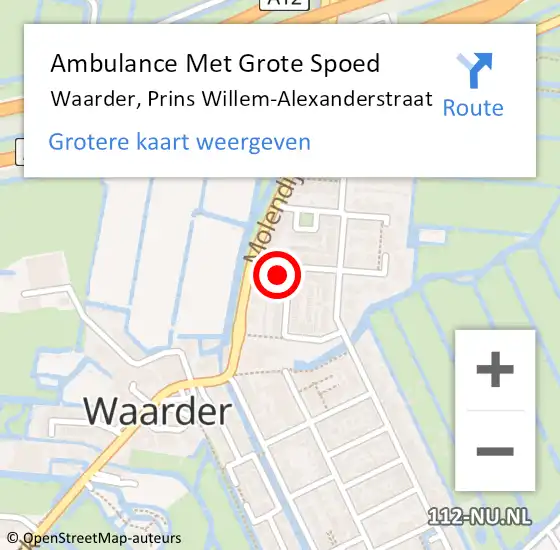 Locatie op kaart van de 112 melding: Ambulance Met Grote Spoed Naar Waarder, Prins Willem-Alexanderstraat op 27 januari 2022 07:14