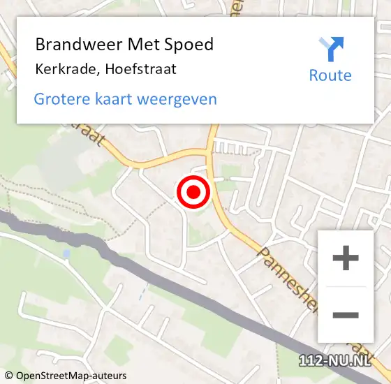 Locatie op kaart van de 112 melding: Brandweer Met Spoed Naar Kerkrade, Hoefstraat op 27 januari 2022 07:21