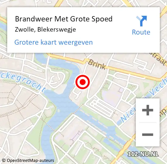 Locatie op kaart van de 112 melding: Brandweer Met Grote Spoed Naar Zwolle, Blekerswegje op 27 januari 2022 07:50