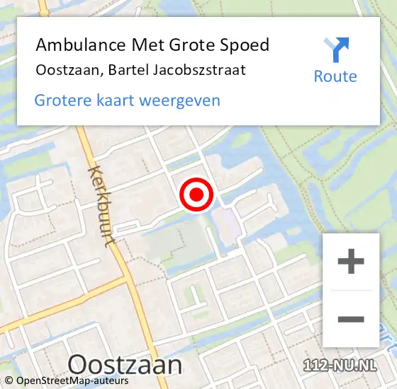 Locatie op kaart van de 112 melding: Ambulance Met Grote Spoed Naar Oostzaan, Bartel Jacobszstraat op 27 januari 2022 07:55