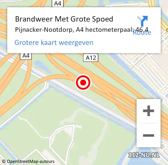 Locatie op kaart van de 112 melding: Brandweer Met Grote Spoed Naar Pijnacker-Nootdorp, A4 hectometerpaal: 46,4 op 27 januari 2022 08:00