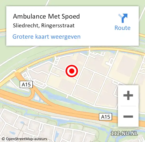 Locatie op kaart van de 112 melding: Ambulance Met Spoed Naar Sliedrecht, Ringersstraat op 27 januari 2022 08:04