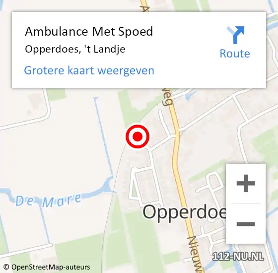 Locatie op kaart van de 112 melding: Ambulance Met Spoed Naar Opperdoes, 't Landje op 27 januari 2022 08:13