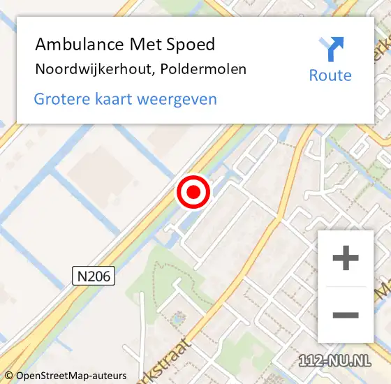 Locatie op kaart van de 112 melding: Ambulance Met Spoed Naar Noordwijkerhout, Poldermolen op 27 januari 2022 08:15