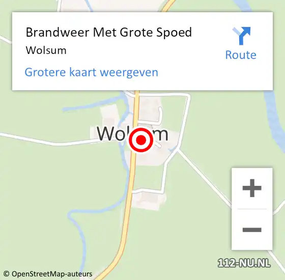 Locatie op kaart van de 112 melding: Brandweer Met Grote Spoed Naar Wolsum op 6 juli 2014 13:32