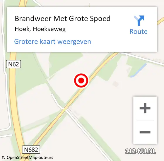 Locatie op kaart van de 112 melding: Brandweer Met Grote Spoed Naar Hoek, Hoekseweg op 27 januari 2022 08:31