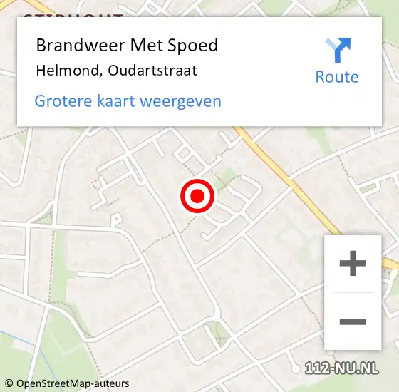 Locatie op kaart van de 112 melding: Brandweer Met Spoed Naar Helmond, Oudartstraat op 27 januari 2022 08:57