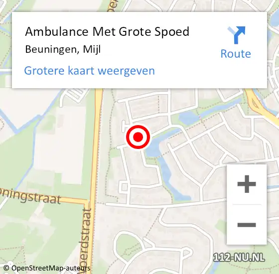 Locatie op kaart van de 112 melding: Ambulance Met Grote Spoed Naar Beuningen, Mijl op 27 januari 2022 09:24