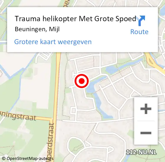 Locatie op kaart van de 112 melding: Trauma helikopter Met Grote Spoed Naar Beuningen, Mijl op 27 januari 2022 09:26