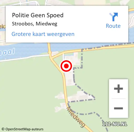 Locatie op kaart van de 112 melding: Politie Geen Spoed Naar Stroobos, Miedweg op 27 januari 2022 09:30