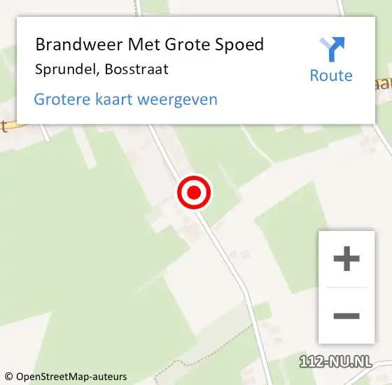 Locatie op kaart van de 112 melding: Brandweer Met Grote Spoed Naar Sprundel, Bosstraat op 27 januari 2022 09:34