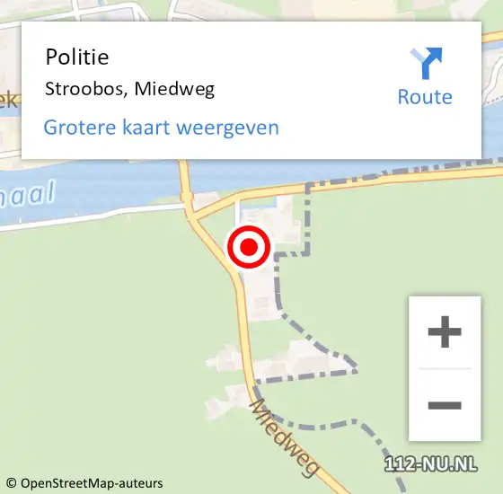 Locatie op kaart van de 112 melding: Politie Stroobos, Miedweg op 27 januari 2022 09:34