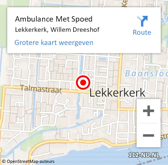 Locatie op kaart van de 112 melding: Ambulance Met Spoed Naar Lekkerkerk, Willem Dreeshof op 27 januari 2022 09:37