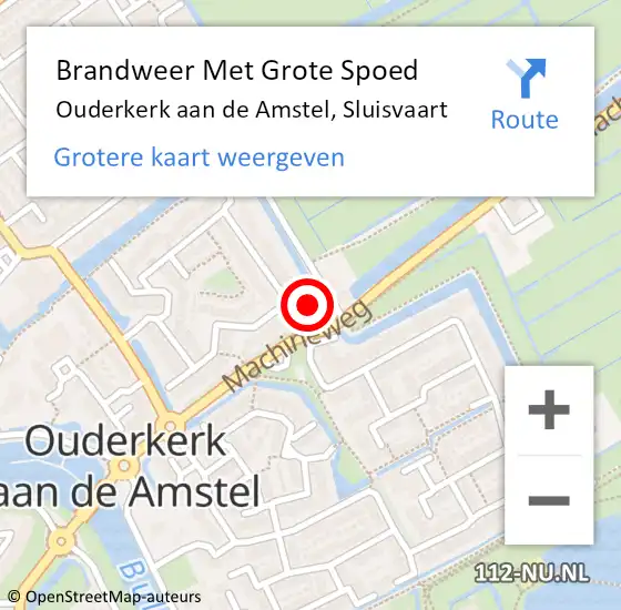 Locatie op kaart van de 112 melding: Brandweer Met Grote Spoed Naar Ouderkerk aan de Amstel, Sluisvaart op 27 januari 2022 09:52