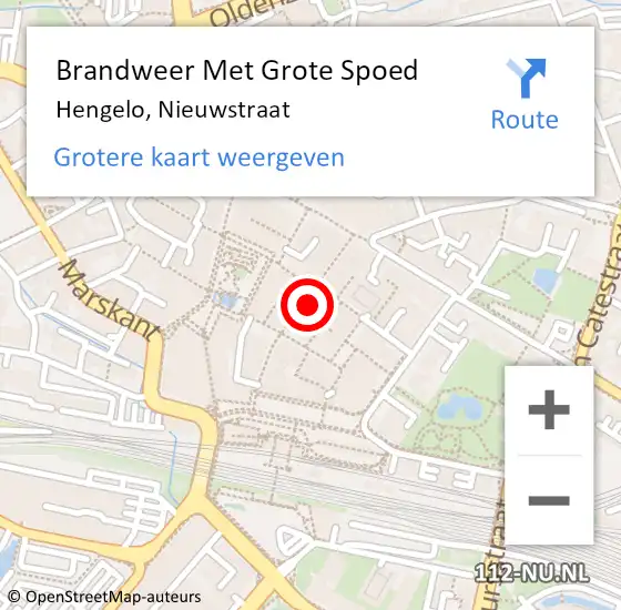 Locatie op kaart van de 112 melding: Brandweer Met Grote Spoed Naar Hengelo, Nieuwstraat op 27 januari 2022 10:05