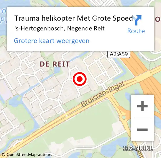 Locatie op kaart van de 112 melding: Trauma helikopter Met Grote Spoed Naar 's-Hertogenbosch, Negende Reit op 27 januari 2022 10:11