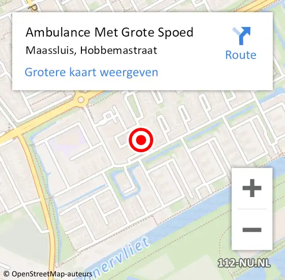 Locatie op kaart van de 112 melding: Ambulance Met Grote Spoed Naar Maassluis, Hobbemastraat op 27 januari 2022 10:19